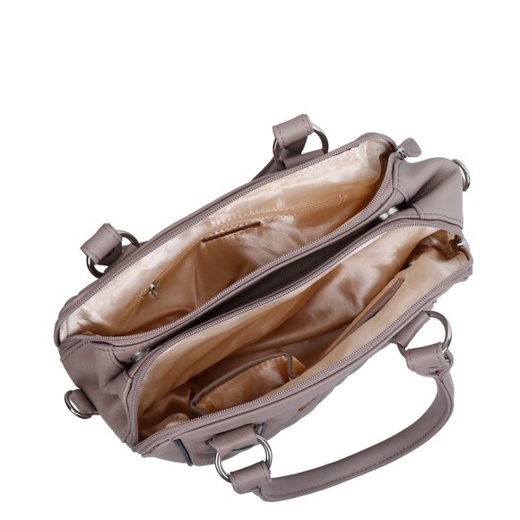 Vegan Leather Women’s Mauve Handbag – Top Handle Satchel with Crossbody Strap - Picture 5 of 11